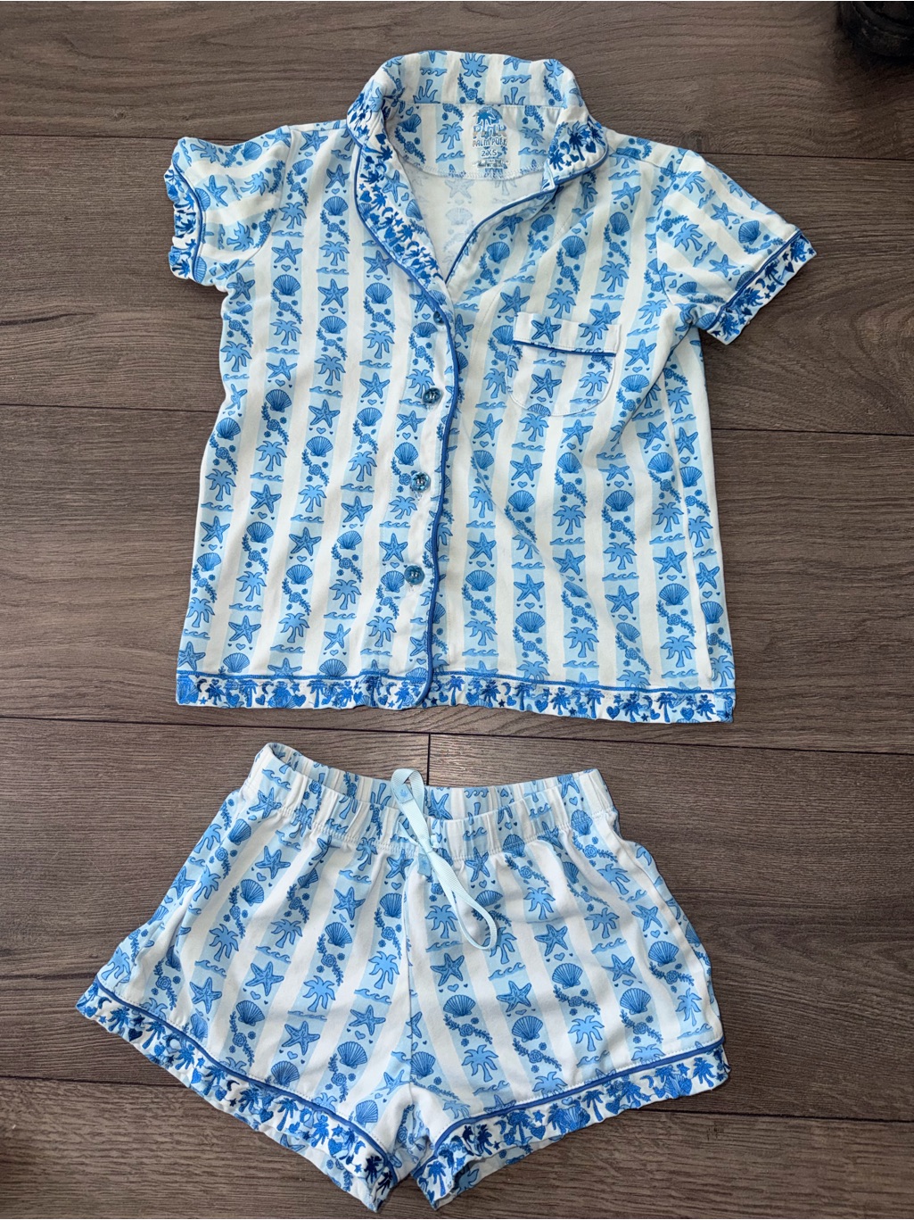 Pink Palm Puff Short Pajama Set Size Xxs